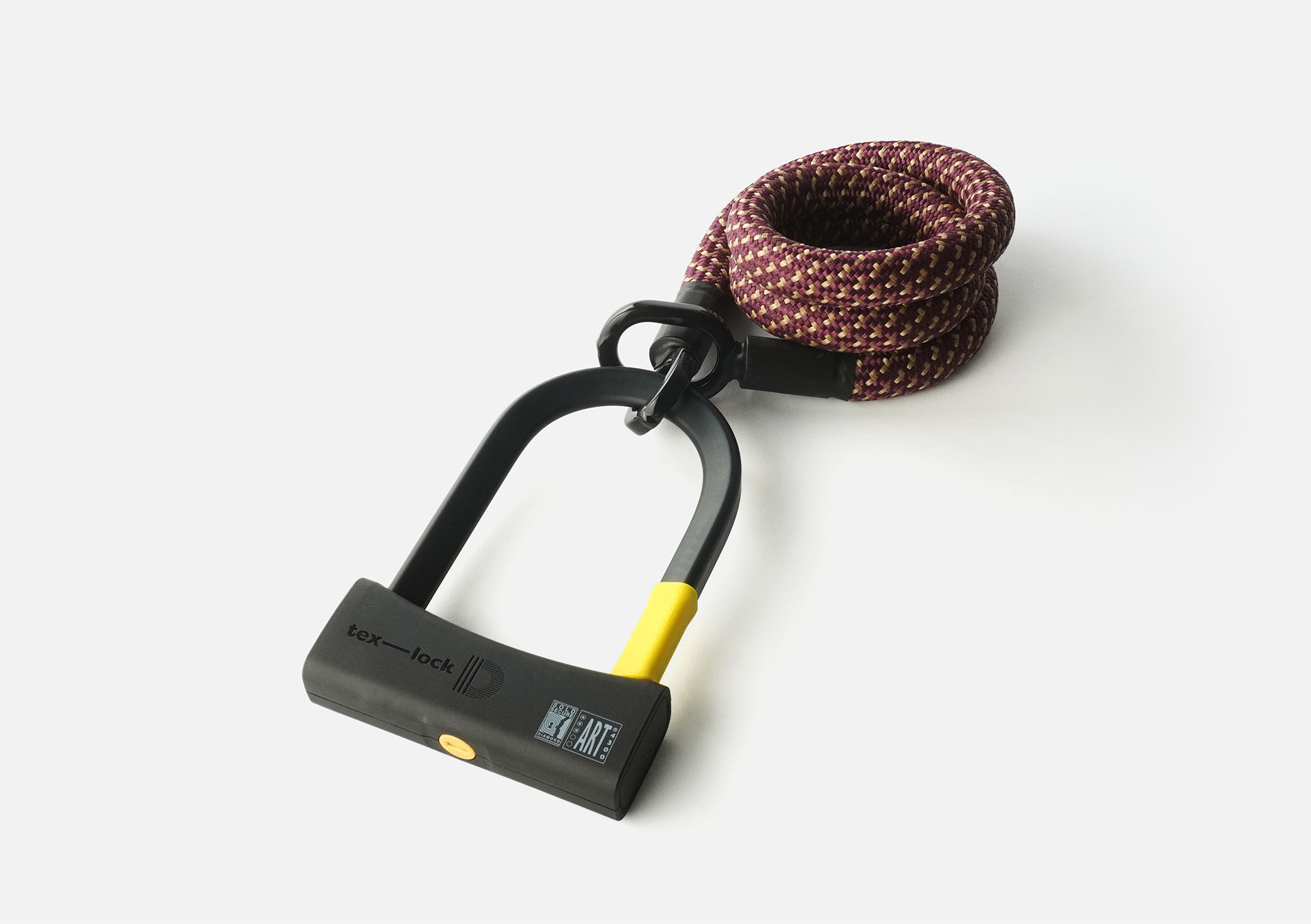 D-lock Bügelschloss mit Textilseil in Länge M und Farbe chateau red