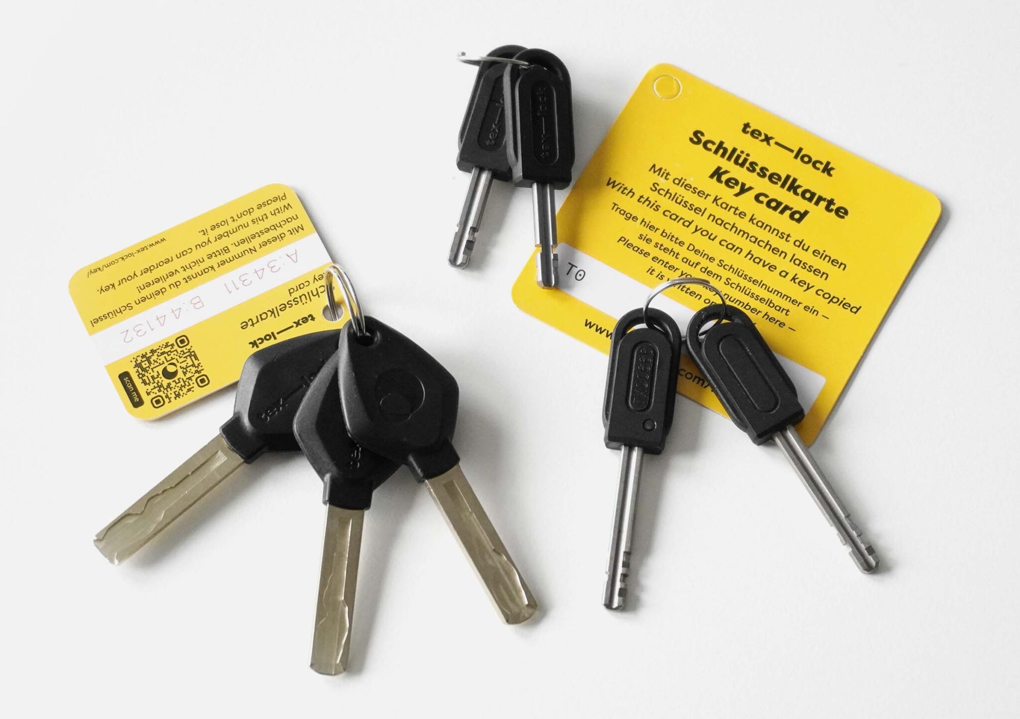 Schlüssel für tex–lock Fahrradschlösser mit Schlüsselkarte zum Nachmachen