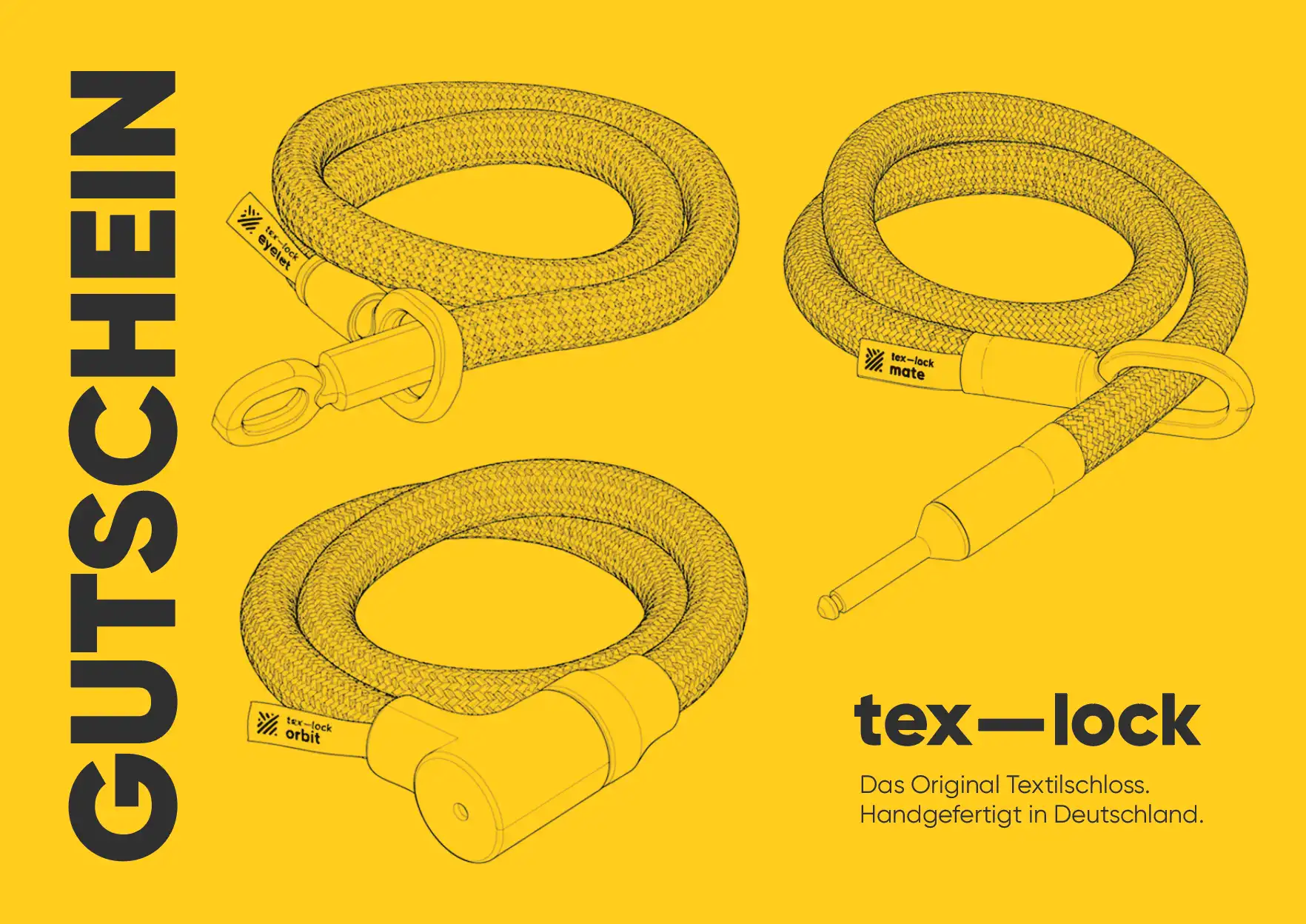 Geschenkgutschein texlock eyelet, orbit und mate