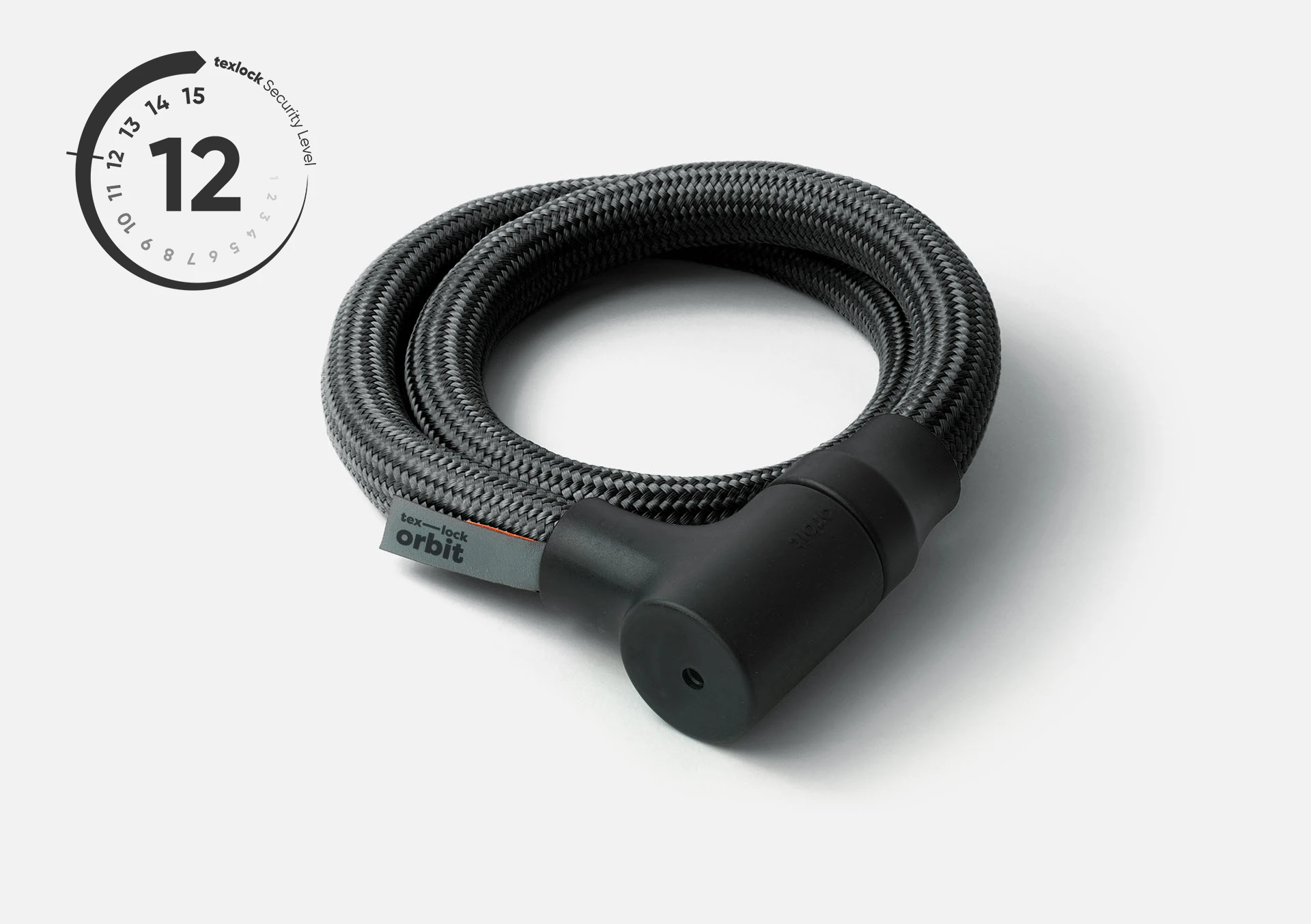 tex–lock orbit in onyx black, in elkaar gewikkeld en verzegeld