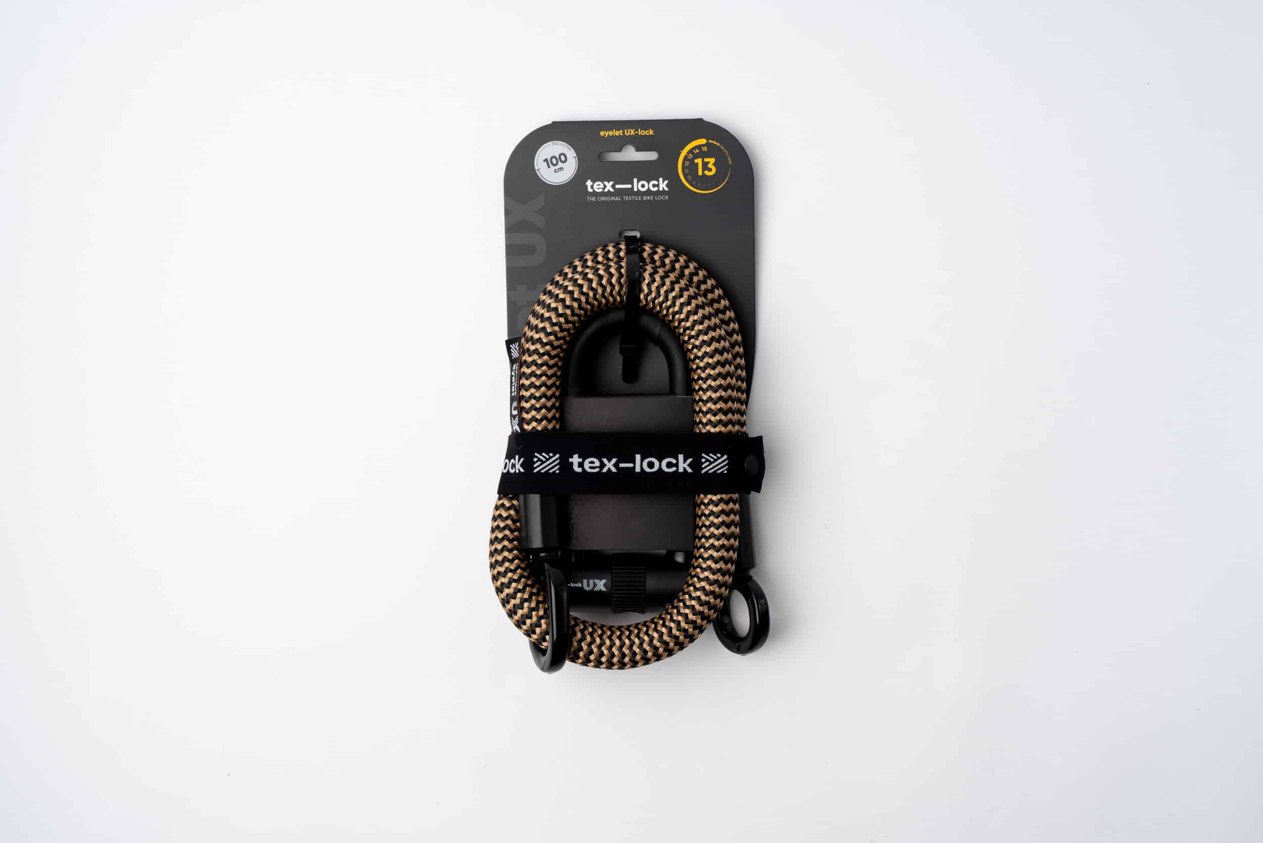 schwarz-goldenes texlock eyelet Set Textilschloss in Verpackung