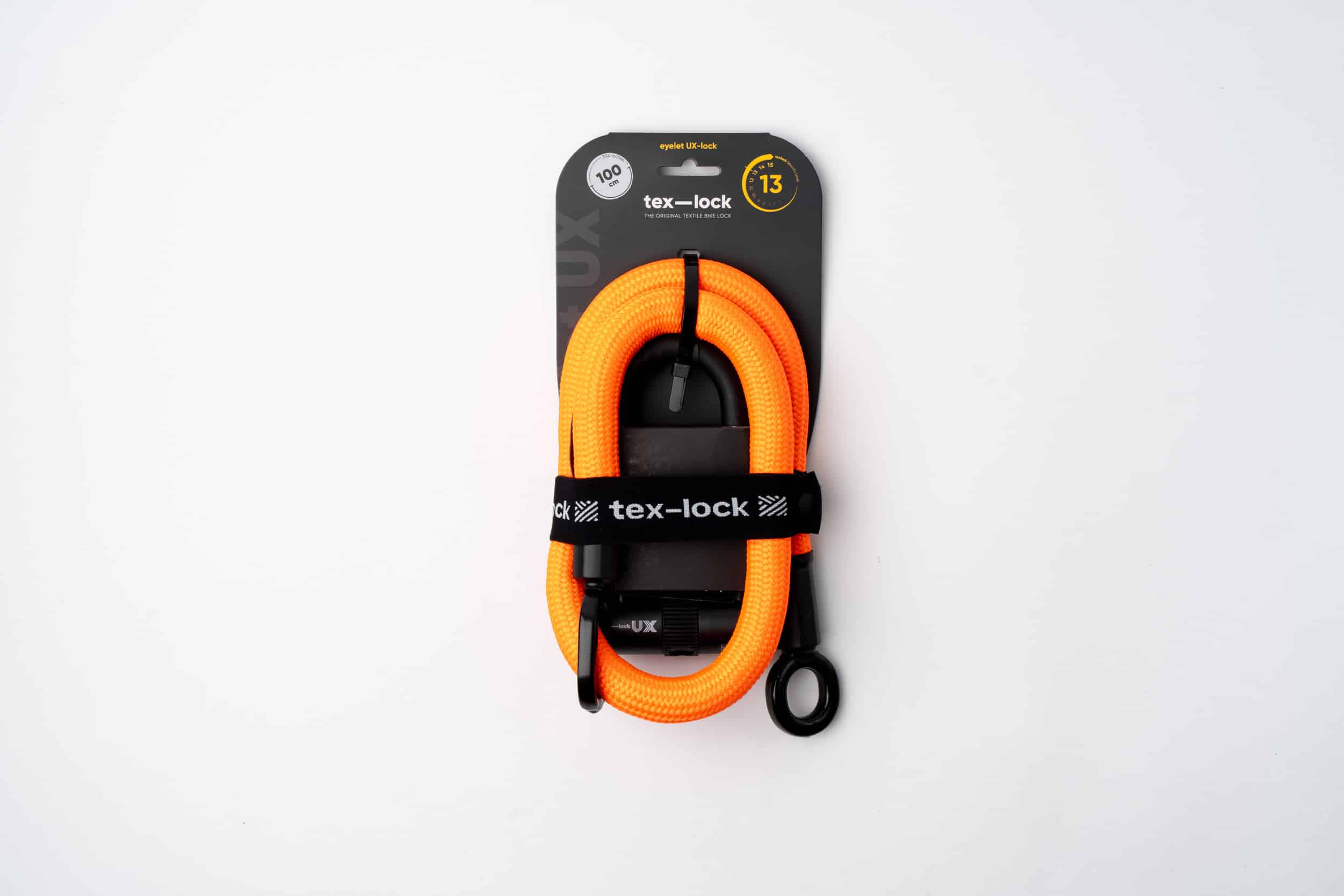 orangenes texlock eyelet Set Textilschloss in Verpackung