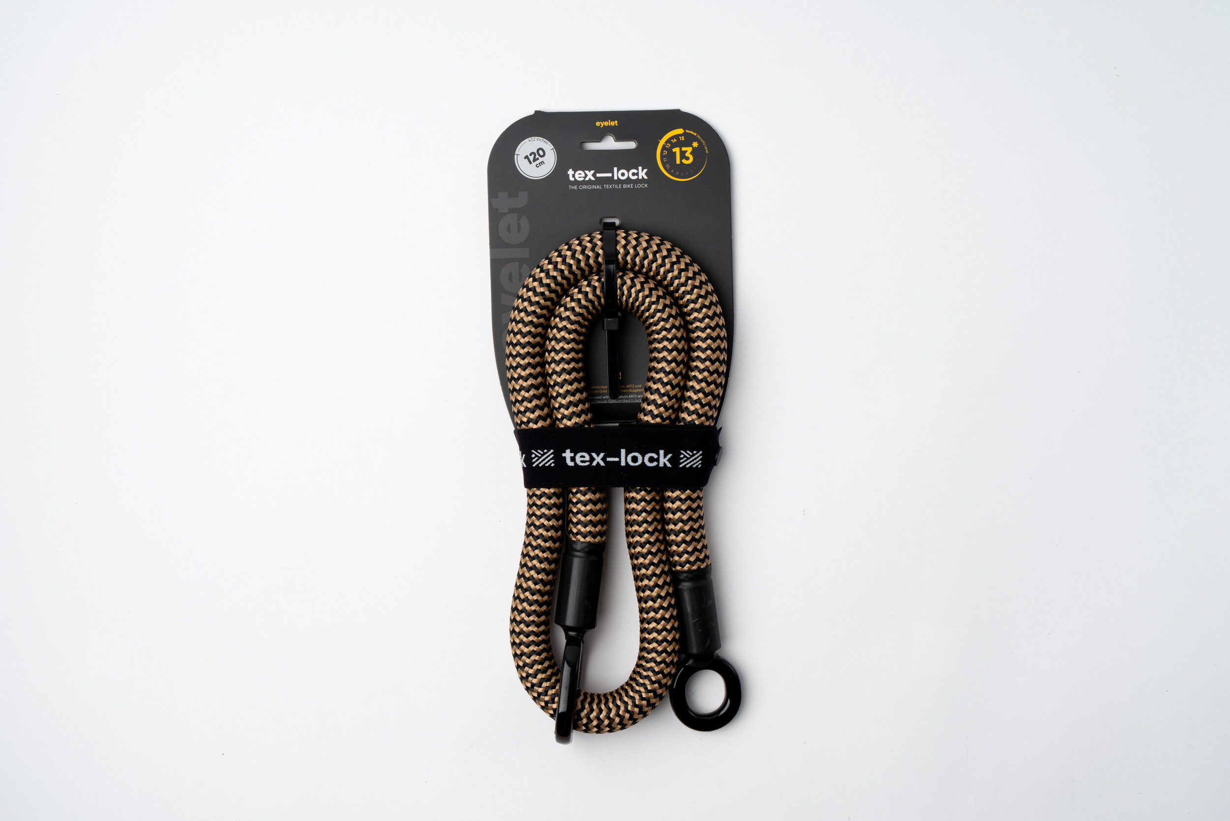 zwart-goud eyelet touw textielslot in verpakking