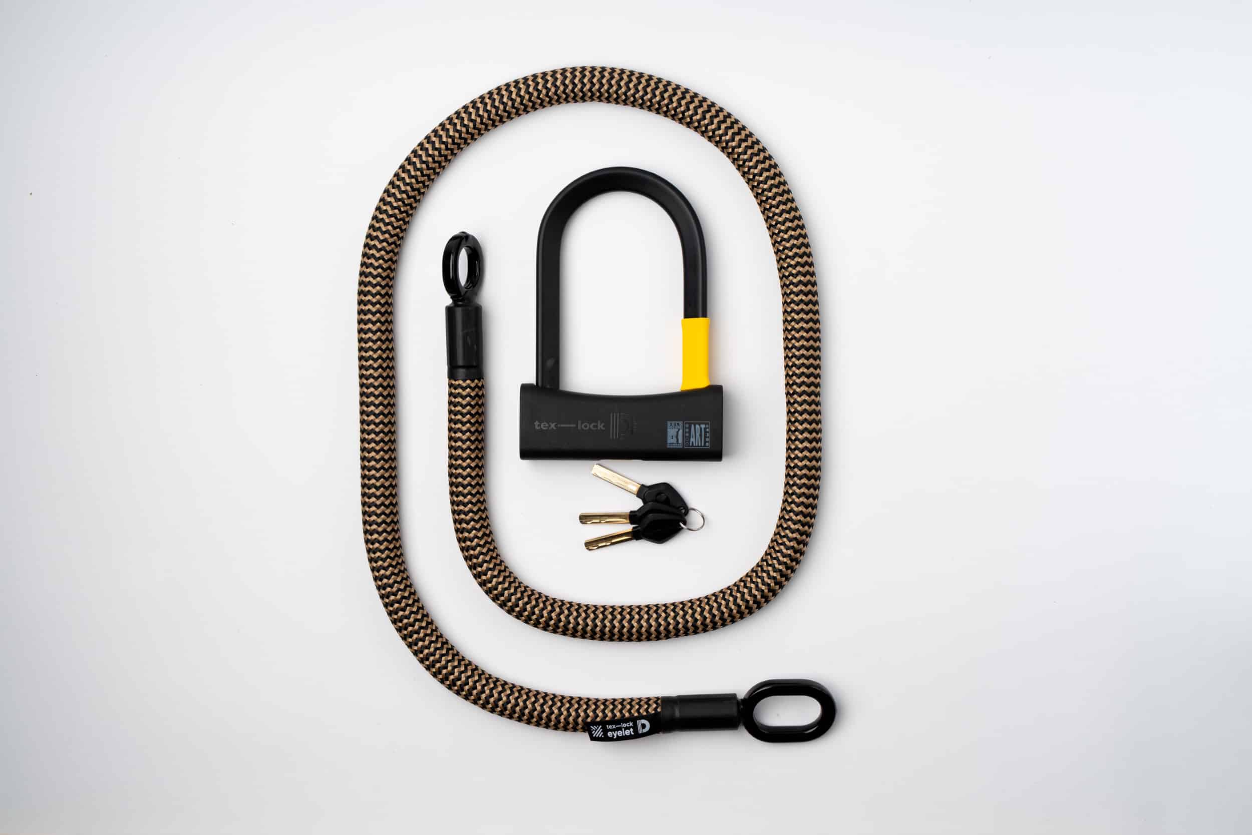 black-gold texlock eyelet Set textile lock Scope of delivery with shackle lock
