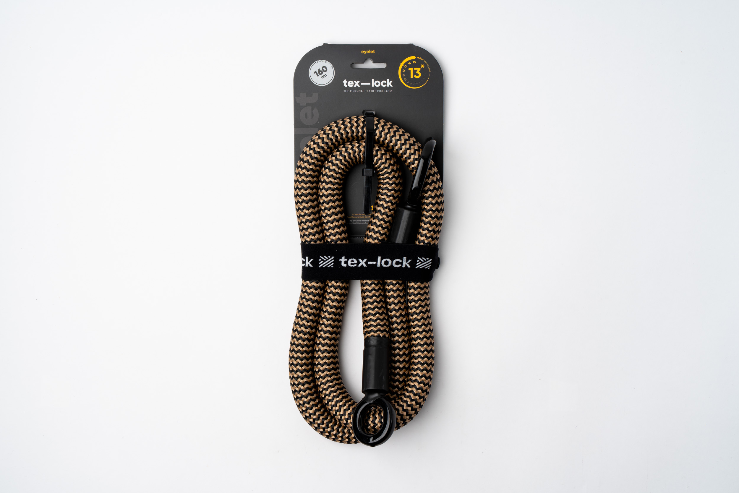 zwart-goud eyelet touw textielslot in verpakking