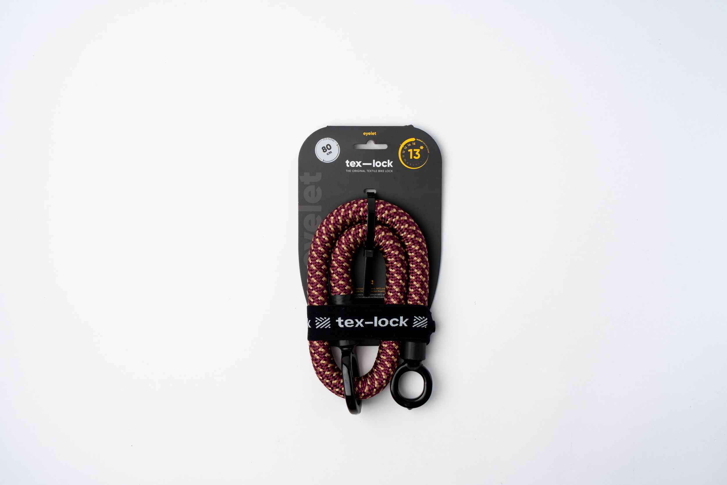 rot-goldenes texlock eyelet Seil Textilschloss in Verpackung