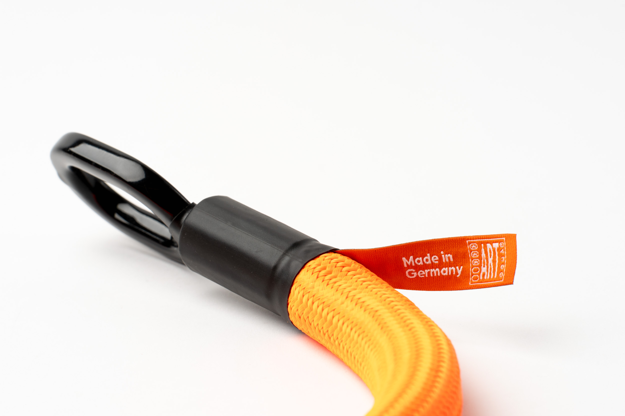orangenes texlock eyelet Set Textilschloss mit ART Sicherheitszertifikat auf Webetikett