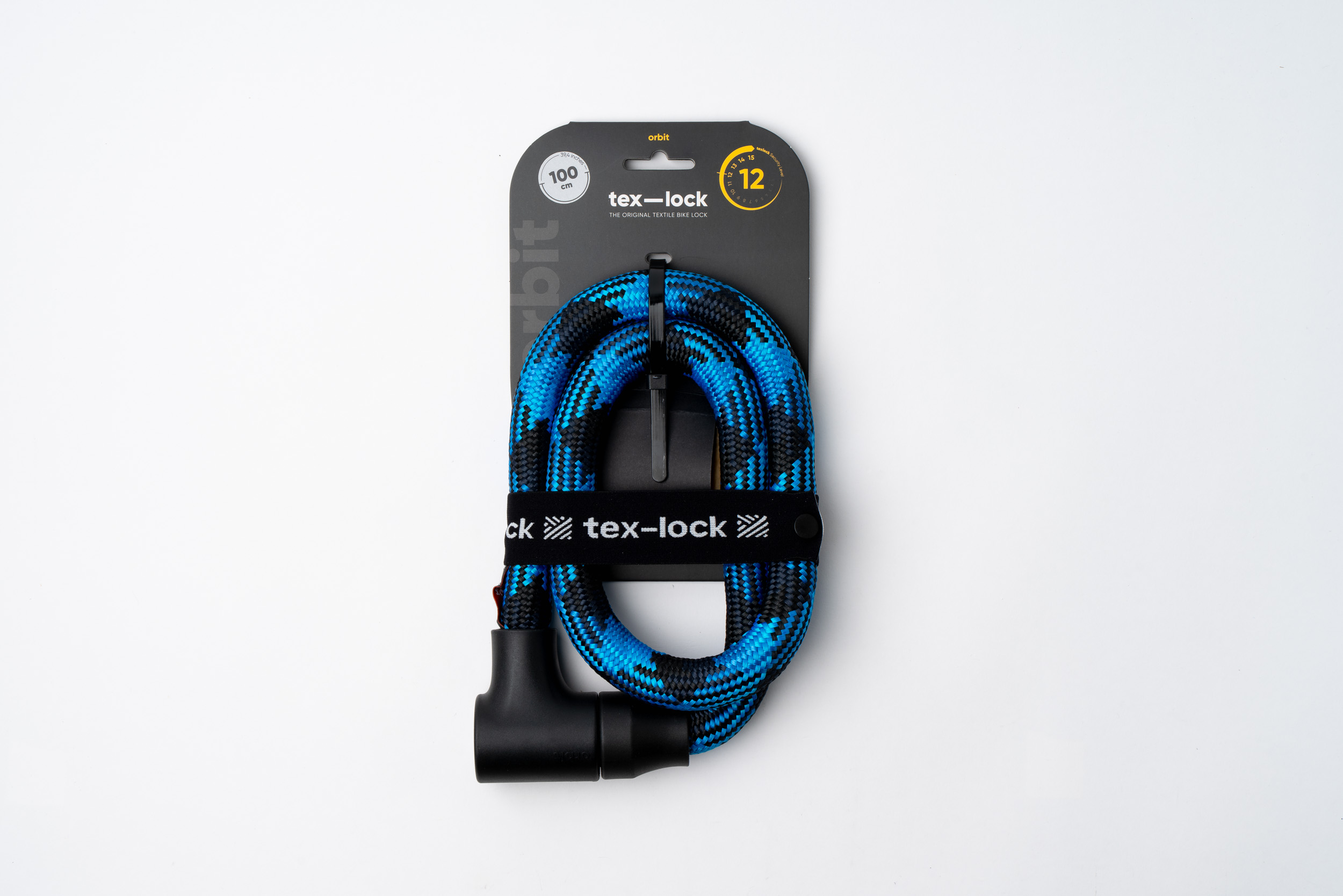 zwart-blauw texlock orbit textielslot in verpakking
