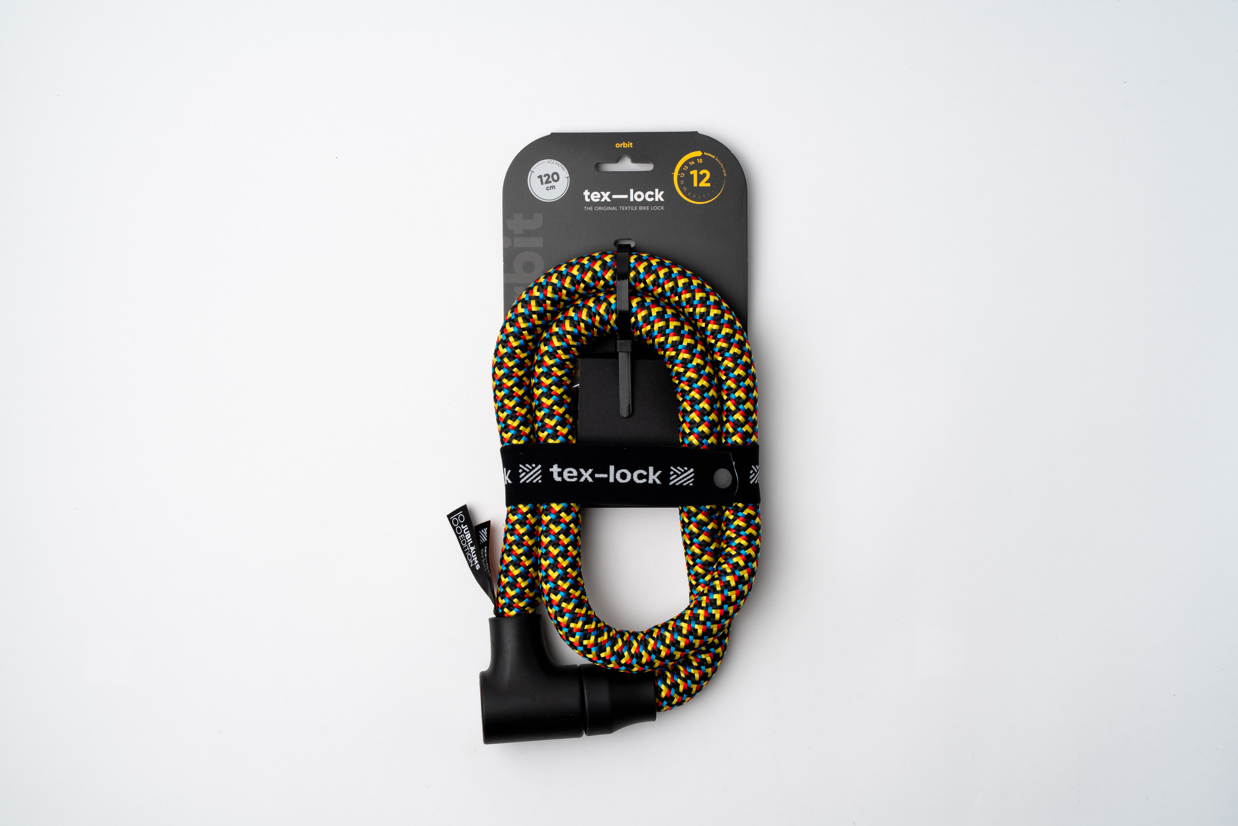 Kleurrijk texlock orbit textielslot in verpakking