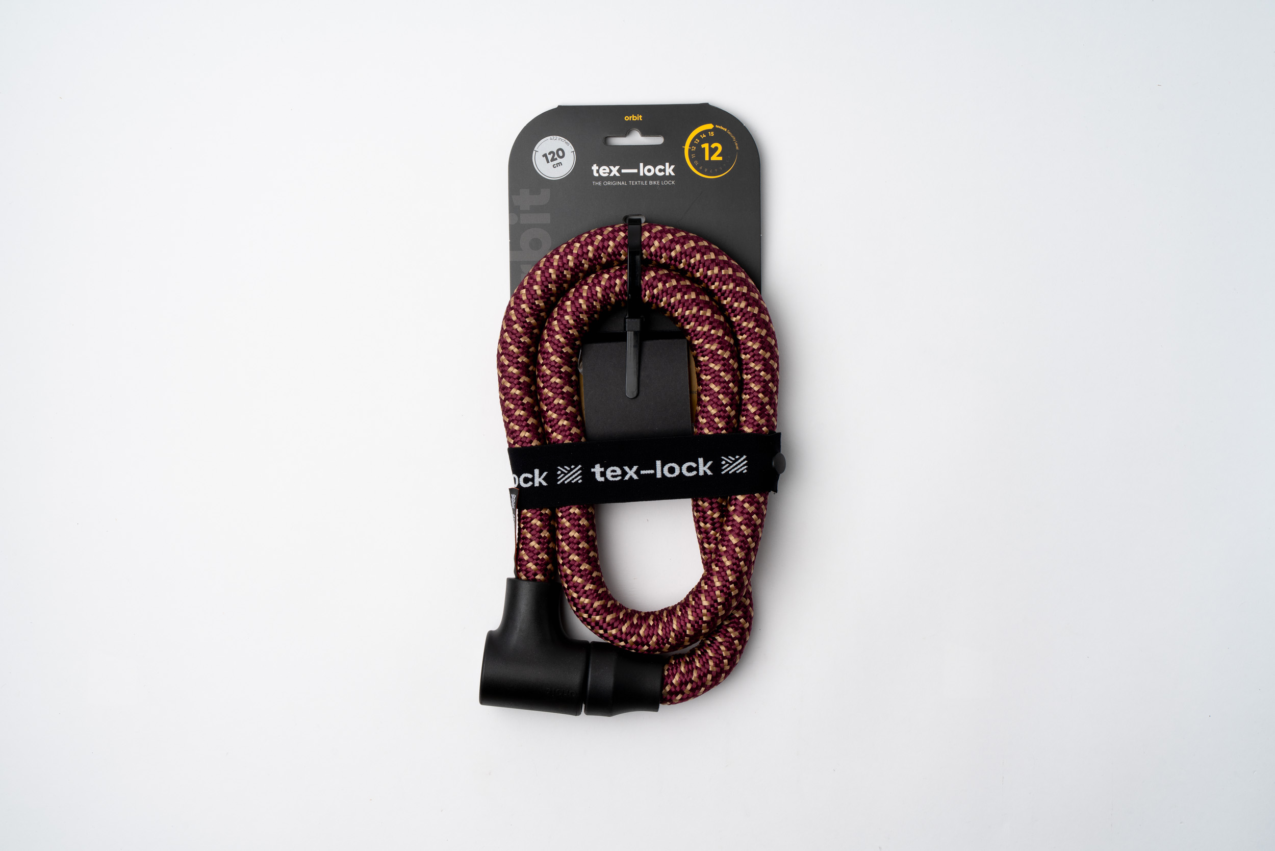 Red and gold texlock orbit textile lock in packaging