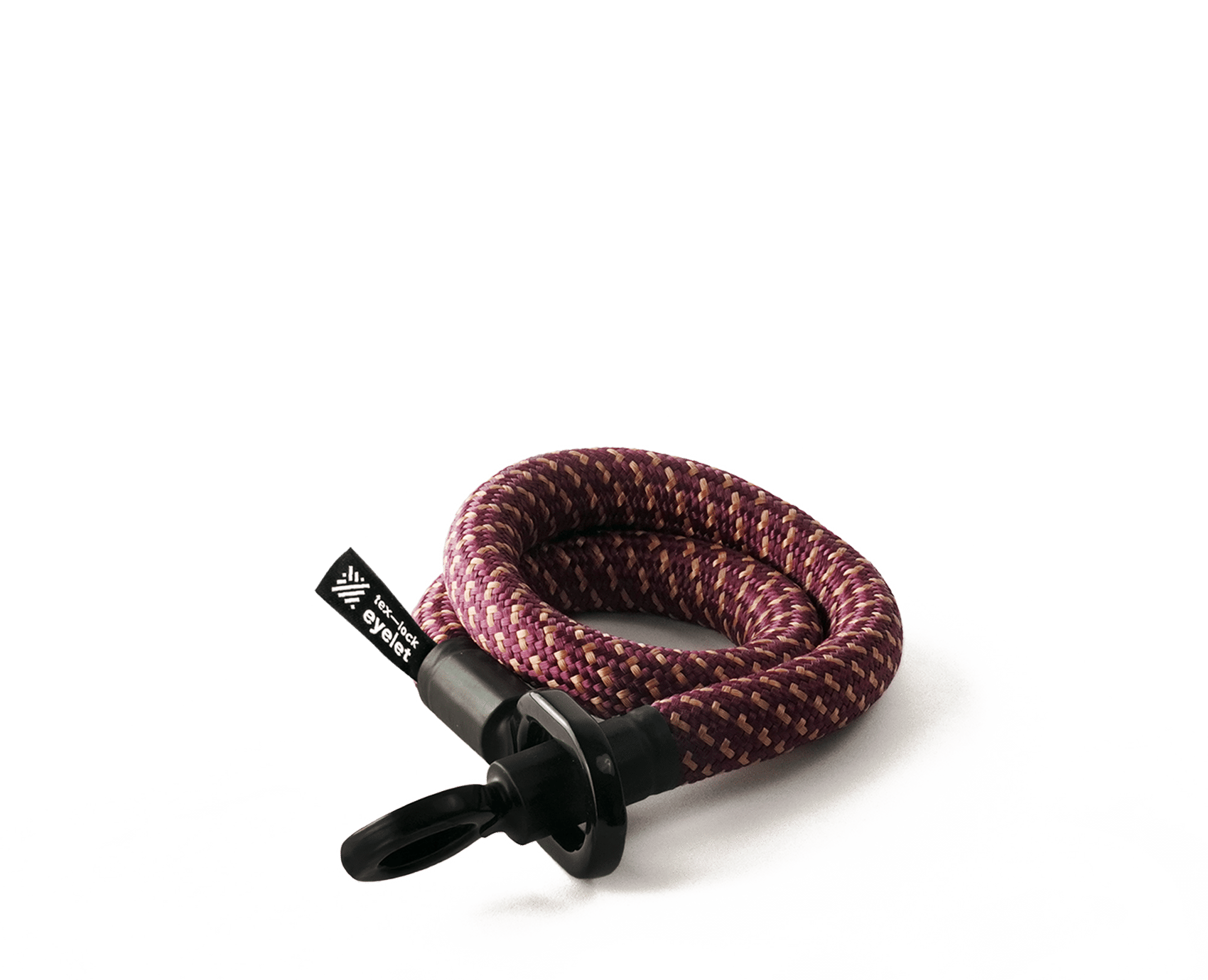 rot-goldenes texlock eyelet Seil Textilschloss zusammengerollt