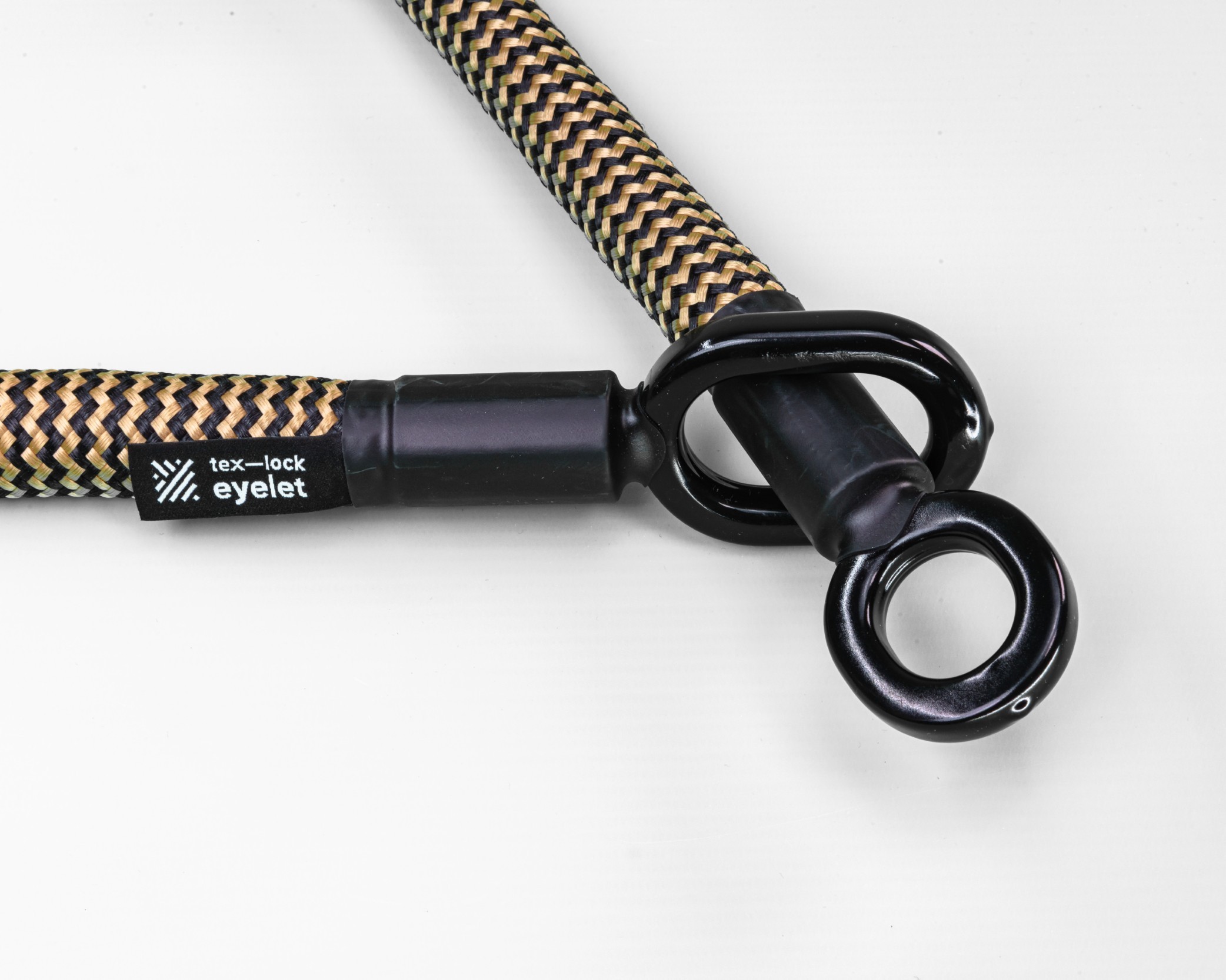 Zwart en goud eyelet touw textielslot met twee ogen