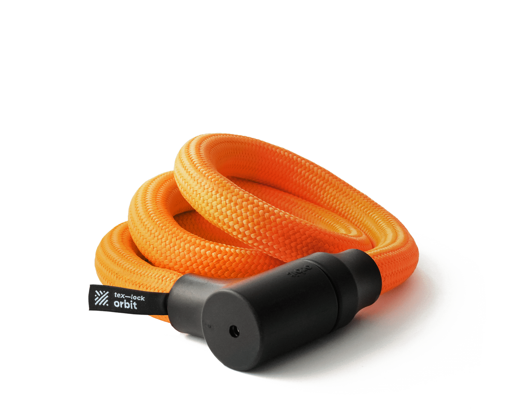texlock orbit Fahrradschloss mit Lockpicking sicherem Schlosskörper, in 120 cm Länge, in Farbvariante acid orange, flexibel zusammengewickelt