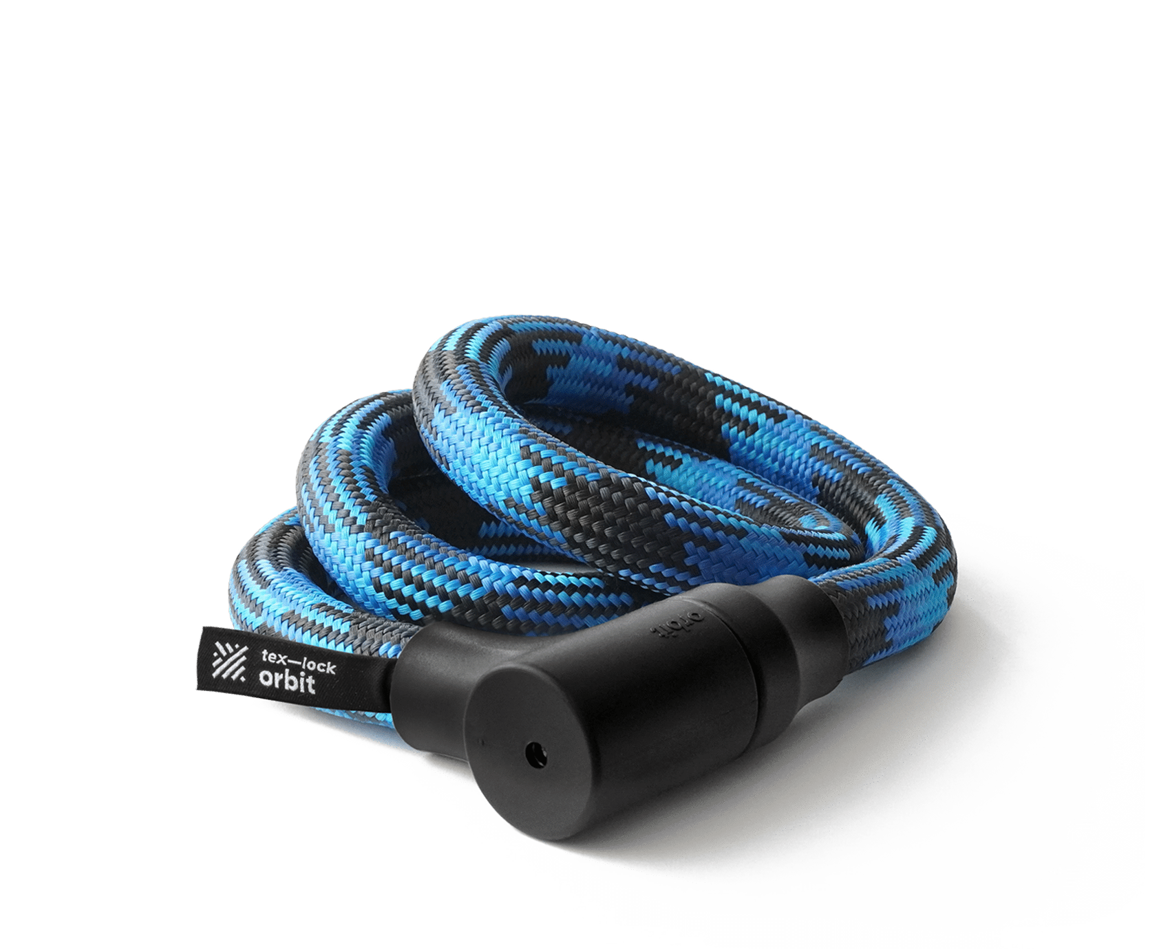 texlock orbit Fietsslot met lockpicking veilig slothuis, 120 cm lang, in kleurvariant morpho blue, flexibel opgerold