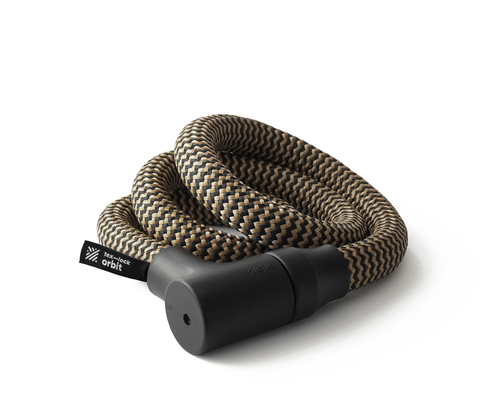 texlock orbit Fahrradschloss mit Lockpicking sicherem Schlosskörper, in 120 cm Länge, in Farbvariante wild-hemp, flexibel zusammengewickelt