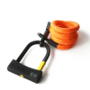 orangenes texlock eyelet Set Textilschloss zusammengerollt mit Bügelschloss